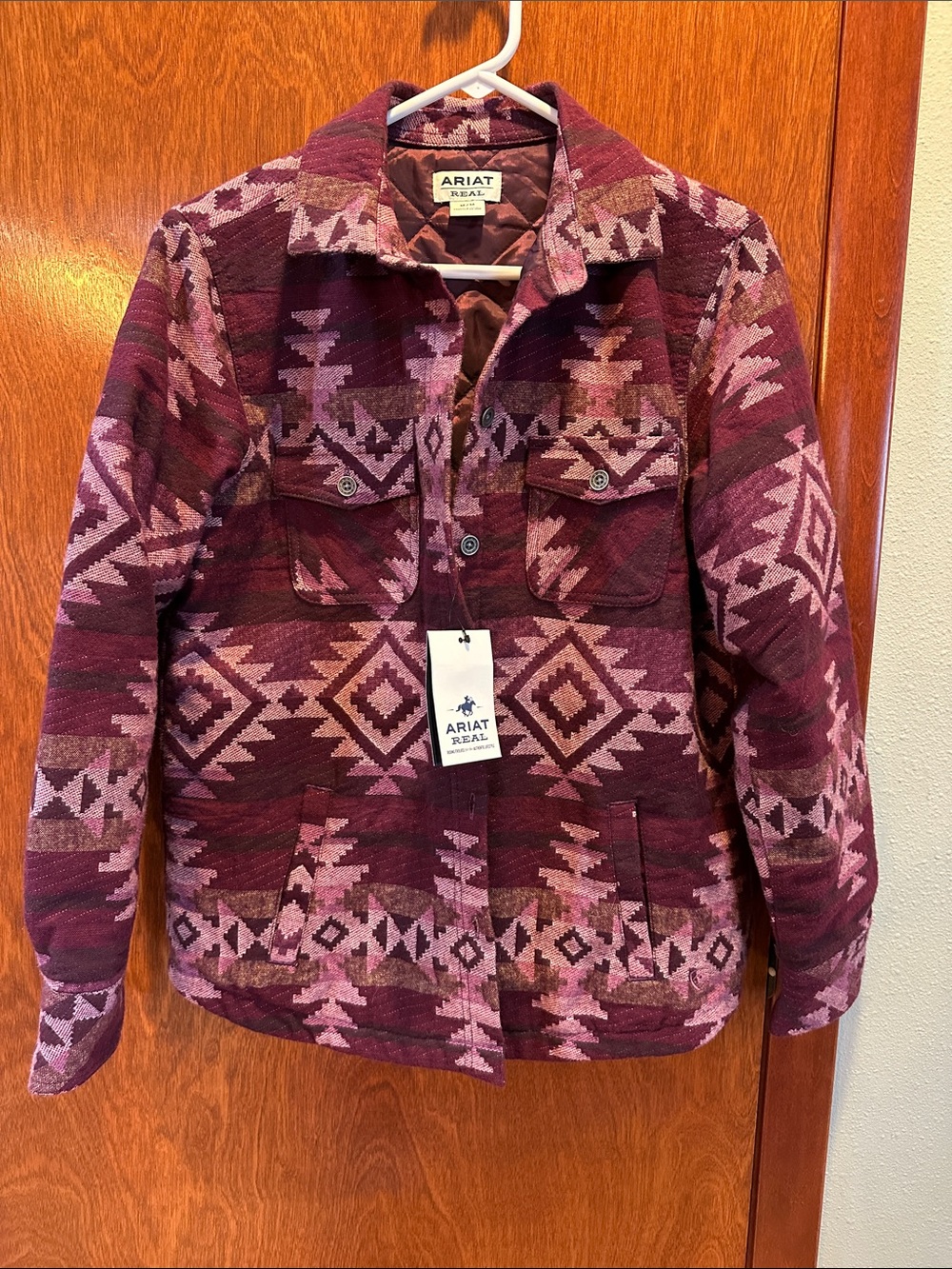 Ariat Maroon and Pink Aztec Quilted Jacket